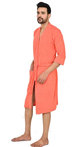 Bhondubagus Terry Cotton Mens BathgownBathrobe_Peach - Image 3