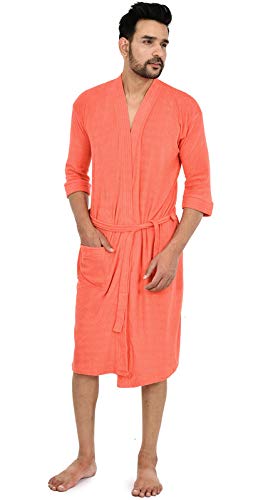 Bhondubagus Terry Cotton Mens BathgownBathrobe_Peach - Image 4
