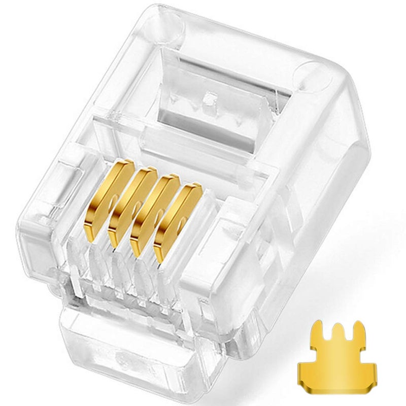 NECABLES 20Pack Telephone Modular Plug RJ11 6P4C Connector for Phone Line Cord (Compatible with Both Solid and Stranded Wire) - Image 1
