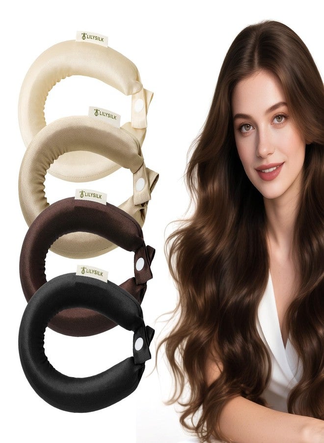 LILYSILK Pure Mulberry Silk Hair Roller For Women Heatless Curler Night Care Sleep Rod 4pc, Coffee Collection - Image 1
