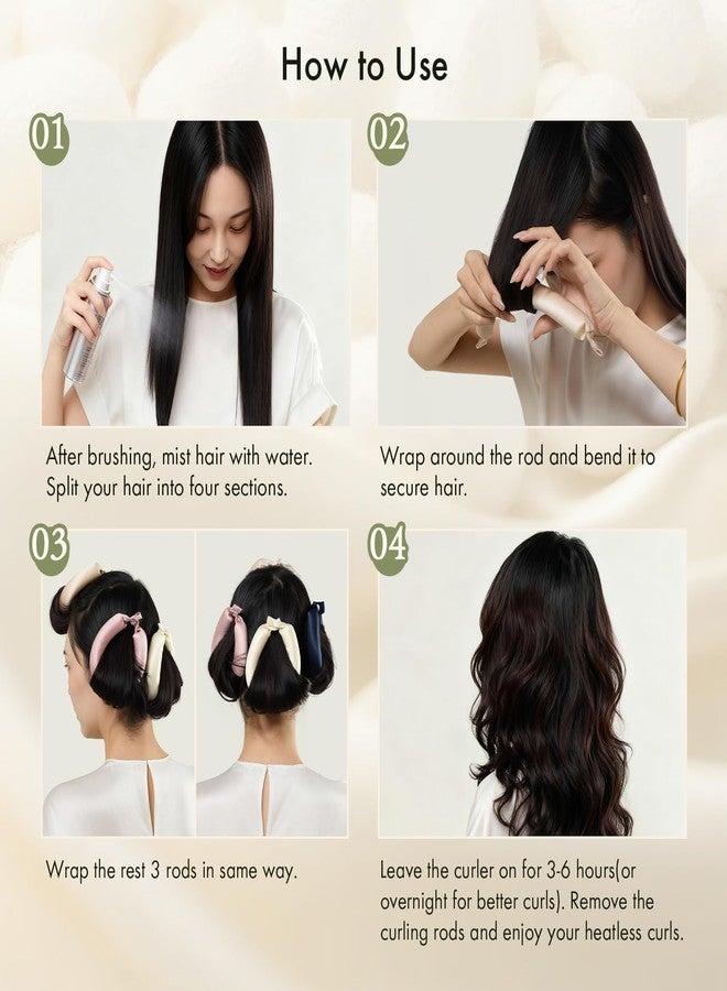 LILYSILK Pure Mulberry Silk Hair Roller For Women Heatless Curler Night Care Sleep Rod 4pc, Coffee Collection - Image 5
