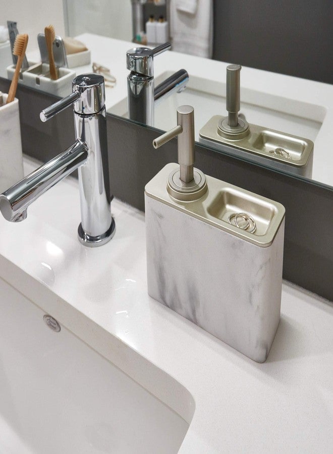 إنترديزاين موزع صابون سائل iDesign Dakota المصنوع من الراتنج والرخام، مزود بمضخة وصينية حلقات، بسعة 10 أونصات، مناسب للحمام، وحوض المطبخ، ووحدة الزينة. - Image 3