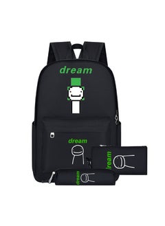 Dream Backpack Large Capacity For Middle Elementary School Students My World Themed Double Shoulder Backpack For Grades 3 To 6 C- three-piece set