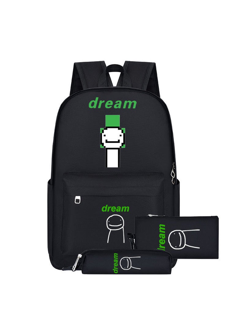Generic - Dream Backpack Large Capacity For Middle Elementary School Students My World Themed Double Shoulder Backpack For Grades 3 To 6 C- three-piece set - Image 1