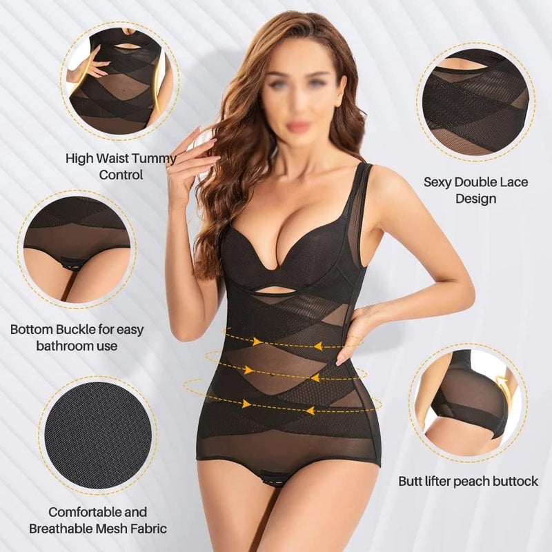 Double Lace Bodysuit Butt Lifter Peach Buttock Body Shapewear Women Slimming Underwear High Waist Corset.A-M. - Image 4