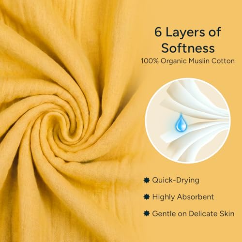 NINTARABABY Hooded Towel - 100% Organic Premium Muslin Cotton, 30" x 30" (76 cm x 76 cm), Ultra-Absorbent, Soft, Breathable, Hypoallergenic, Multipurpose, Gifts for Babies & Infants, Pack of 2 - Image 4