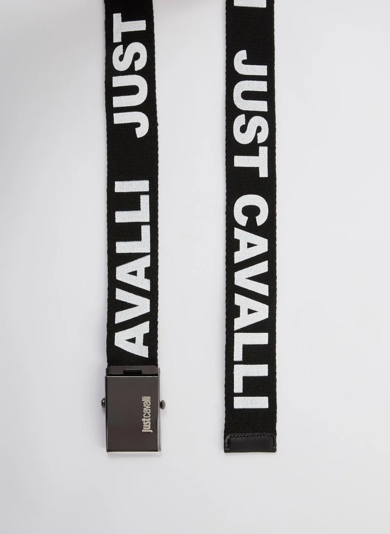 Just Cavalli  Logo Canvas Slide Belt  | Best Price UAE