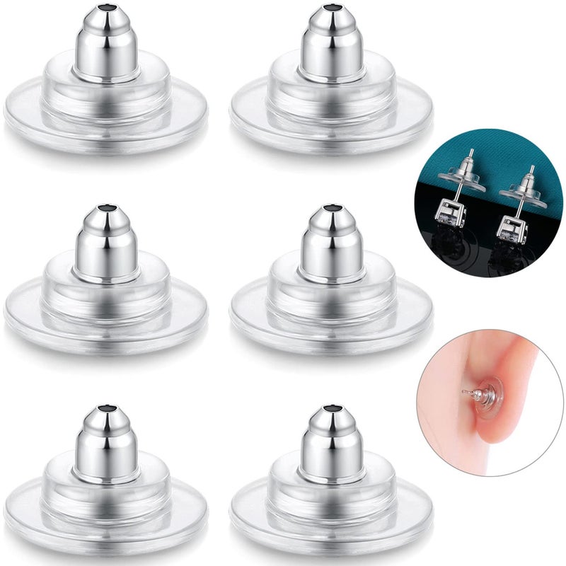 Catinee 3-Pairs 925 Sterling Silver Earring Backs Replacements for Diamond Studs,14K White Gold Plated Hypoallergenic Secure Earring Backs (White Gold) - Image 1