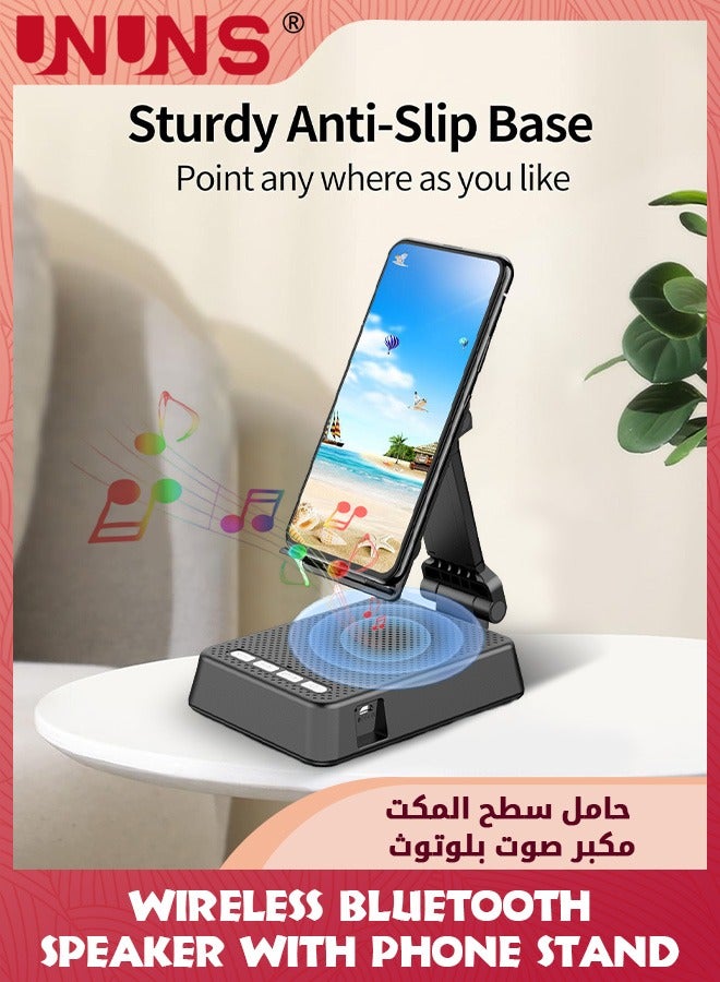 UNUNS Cell Phone Stand Adjustable With Bluetooth Speakers,Wireless Bluetooth Speaker Tablet Holder,Ideal Gifts For Men Women,Portable HD Desk Speaker For Home And Office,Compatible With Phone Tablet  - Image 5