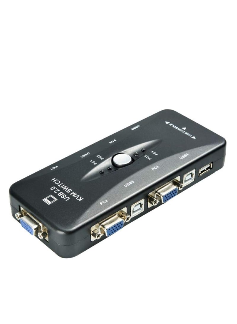 Generic - 4-Port USB 2.0 KVM Switch compatible with computer monitor, video sharing screen, keyboard and mouse. - Image 1