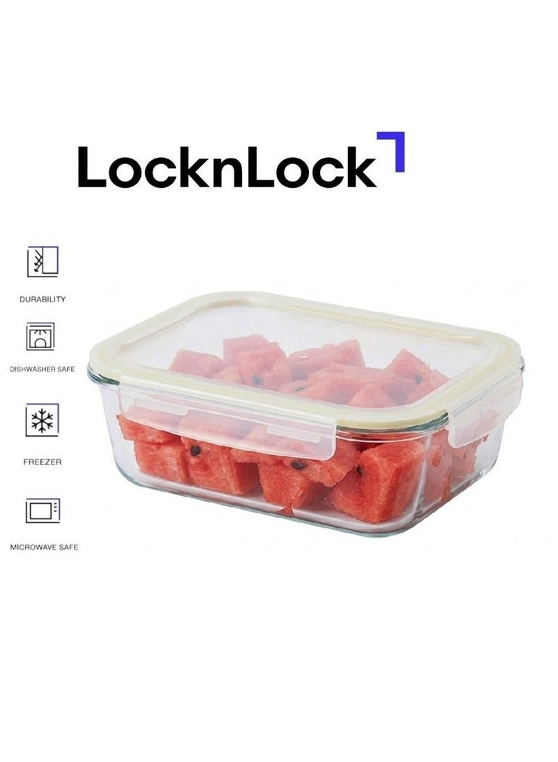 LocknLock حاوية زجاجية مستطيلة آمنة للفرن من لوكن لوك 1480 مل - محكمة الإغلاق، مقاومة للتسرب وحرارة عالية - Image 1