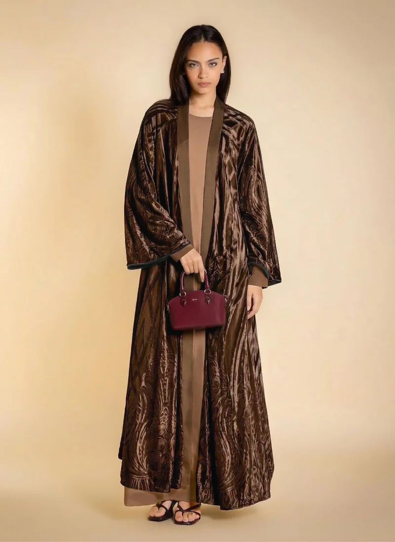 شايبس TEXTURED VELVET ABAYA WITH INNER DRESS