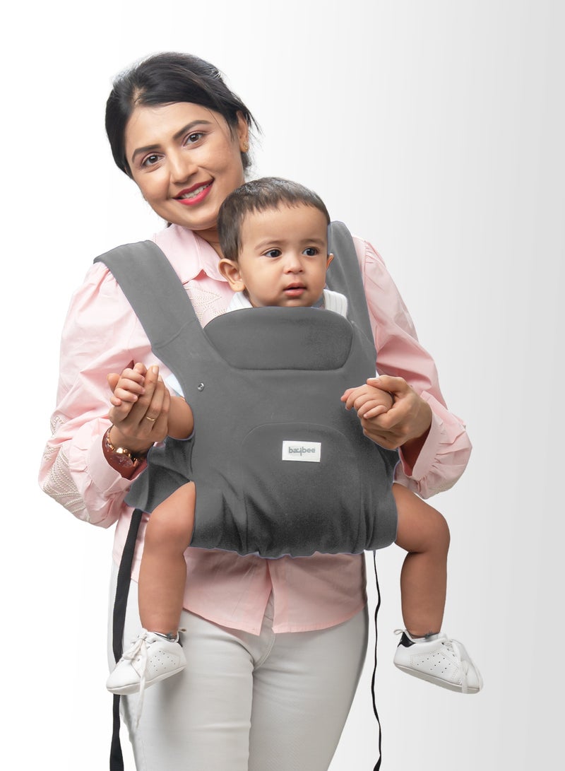 بيبي حاملة أطفال كوزي نيست لحديثي الولادة | حقائب حمل للأطفال من عمر يوم إلى سنتين مع دعم ثلاثي النقاط وراحة على شكل حرف X | حقيبة حمل كنغر بتصميم وضعية M مع دعامة قابلة للطي للرقبة | حقيبة حمالات أطفال بوزن يصل إلى 15 كجم، رمادي غامق - Image 2