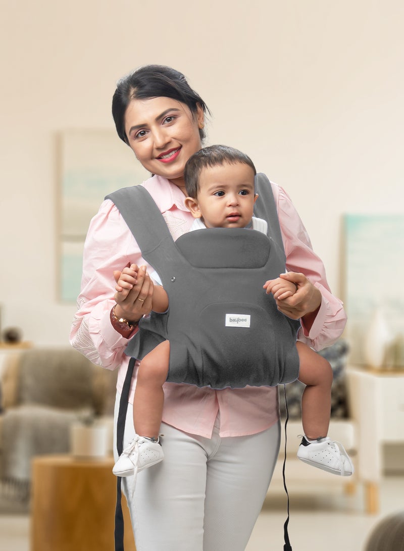 بيبي حاملة أطفال كوزي نيست لحديثي الولادة | حقائب حمل للأطفال من عمر يوم إلى سنتين مع دعم ثلاثي النقاط وراحة على شكل حرف X | حقيبة حمل كنغر بتصميم وضعية M مع دعامة قابلة للطي للرقبة | حقيبة حمالات أطفال بوزن يصل إلى 15 كجم، رمادي غامق - Image 1