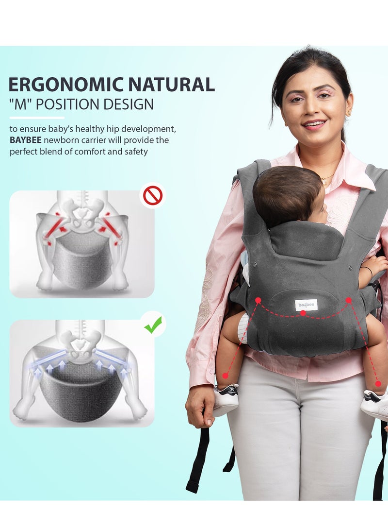بيبي حاملة أطفال كوزي نيست لحديثي الولادة | حقائب حمل للأطفال من عمر يوم إلى سنتين مع دعم ثلاثي النقاط وراحة على شكل حرف X | حقيبة حمل كنغر بتصميم وضعية M مع دعامة قابلة للطي للرقبة | حقيبة حمالات أطفال بوزن يصل إلى 15 كجم، رمادي غامق - Image 5