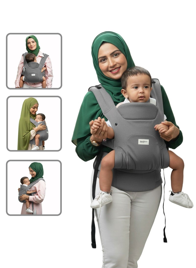 BAYBEE CozyNest Baby Carrier for New born | Baby Carry Bags for 0 to 2 Years with Three Point Support & X-Shape Comfort | Infant Carrying Kangaroo Bag with M-Position Design & Foldable Neck Support for Babies | Baby Slings Bag with Max Weights Upto 15 Kgs Dark Grey - Image 1