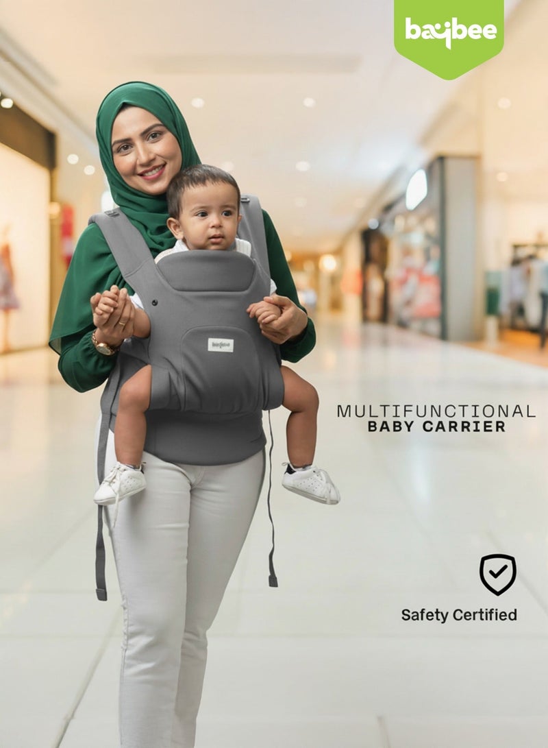 BAYBEE CozyNest Baby Carrier for New born | Baby Carry Bags for 0 to 2 Years with Three Point Support & X-Shape Comfort | Infant Carrying Kangaroo Bag with M-Position Design & Foldable Neck Support for Babies | Baby Slings Bag with Max Weights Upto 15 Kgs Dark Grey - Image 2