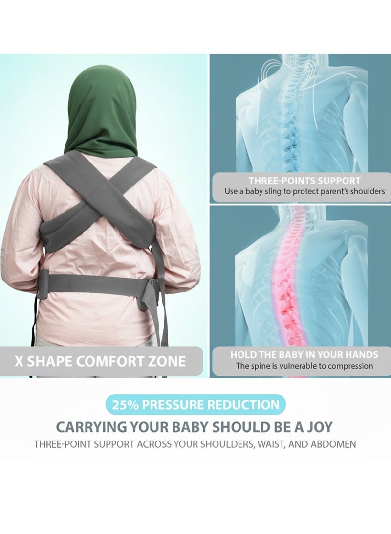 BAYBEE CozyNest Baby Carrier for New born | Baby Carry Bags for 0 to 2 Years with Three Point Support & X-Shape Comfort | Infant Carrying Kangaroo Bag with M-Position Design & Foldable Neck Support for Babies | Baby Slings Bag with Max Weights Upto 15 Kgs Dark Grey - Image 5