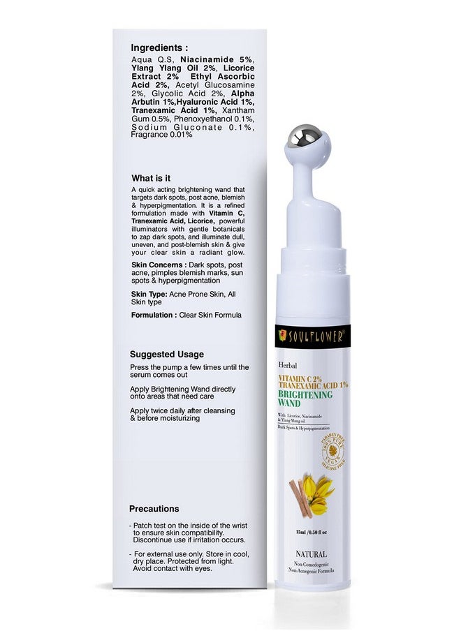 Soulflower Vitamin C Face Serum, Skin Glow, Brightening Acne Prone, Pigmentation, Dark Spots With Hyaluronic Acid & Licorice For Unisex, 15Ml  - Image 2