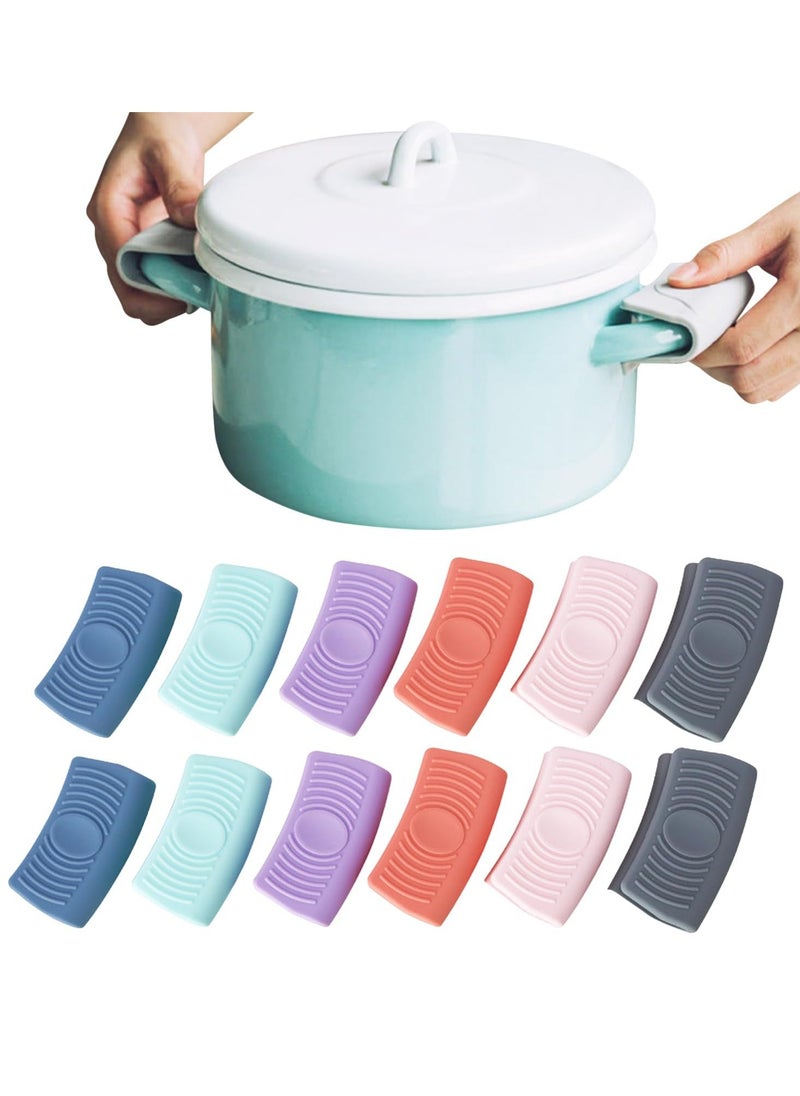 Generic Silicone Pot Handle Sleeve, Reusable Cast Iron Handle Cover, Anti-Slip Silicone Skillet Handle Cover Washable for Frying Cast Iron Skillet Metal Pan, 6 Colors(Set of 12)  - Image 1