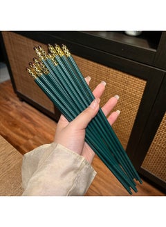 Alloy Chopsticks With High Color Value For Home Use Mildew-proof And Mildew-proof One-person Chopsticks On The Grade Food-grade Special-person Quick Child-Color:Dark Green Glass Elegant Chopsticks-10 Pairs