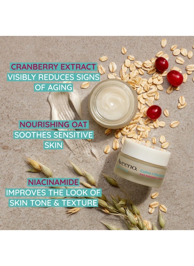 Aveeno - Aveeno Calm + Restore Age Renewal Anti-Wrinkle Face Serum, Anti Aging Serum with Nourishing Oat & Cranberry Extract Visibly Improves the Look of Fine Lines, Fragrance Free, 1.0 fl. Oz - Image 1