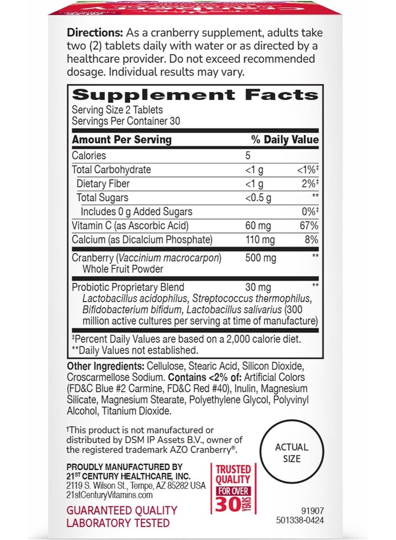 21st Century Cranberry Plus Probiotic 60 Tablets - Image 3