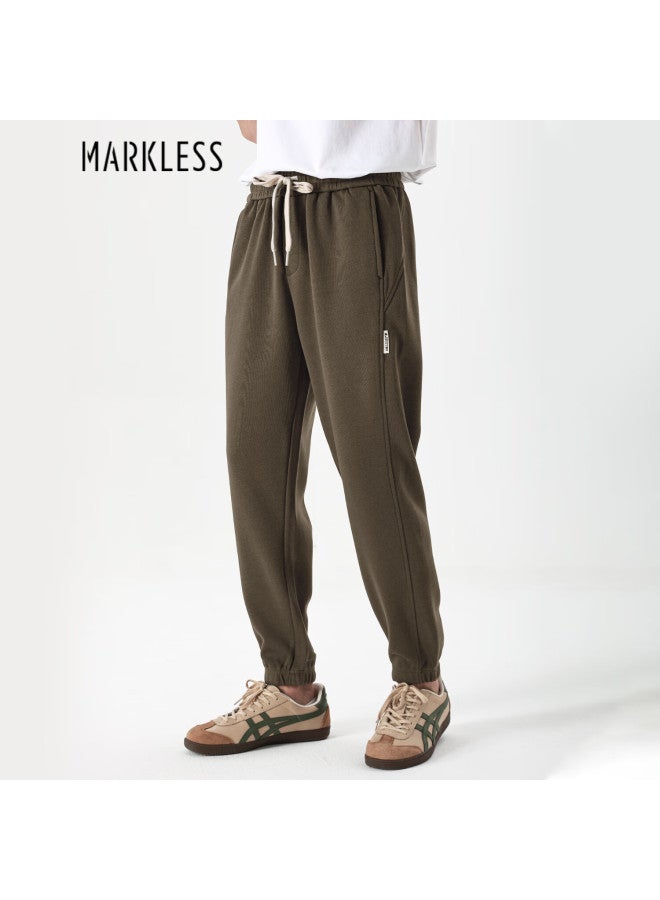 Markless Men's Autumn Winter Knitted Casual Versatile Loose Straight Jogger Pants 4834 Coffee Color S - Image 1