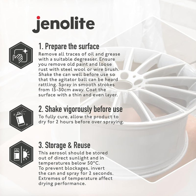 JENOLITE طلاء رذاذ جنوليت الفضي لعجلات السبائك | 400 مل | طلاء عجلات سبائك فاخر | مقاوم للتآكل | يعيد تجديد عجلات السبائك - Image 5