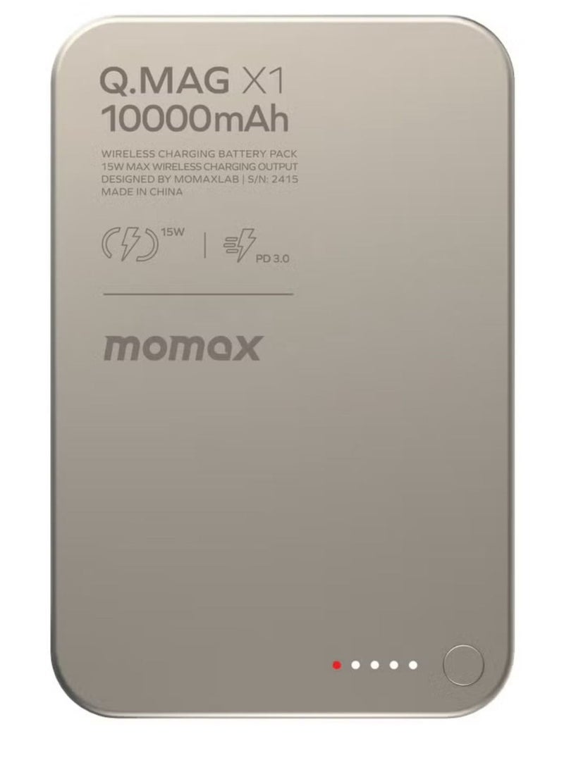 Momax - Q.MAG X1 10,000mAh Wireless Magnetic Power Bank with USB-C 15W PD Output - Image 1
