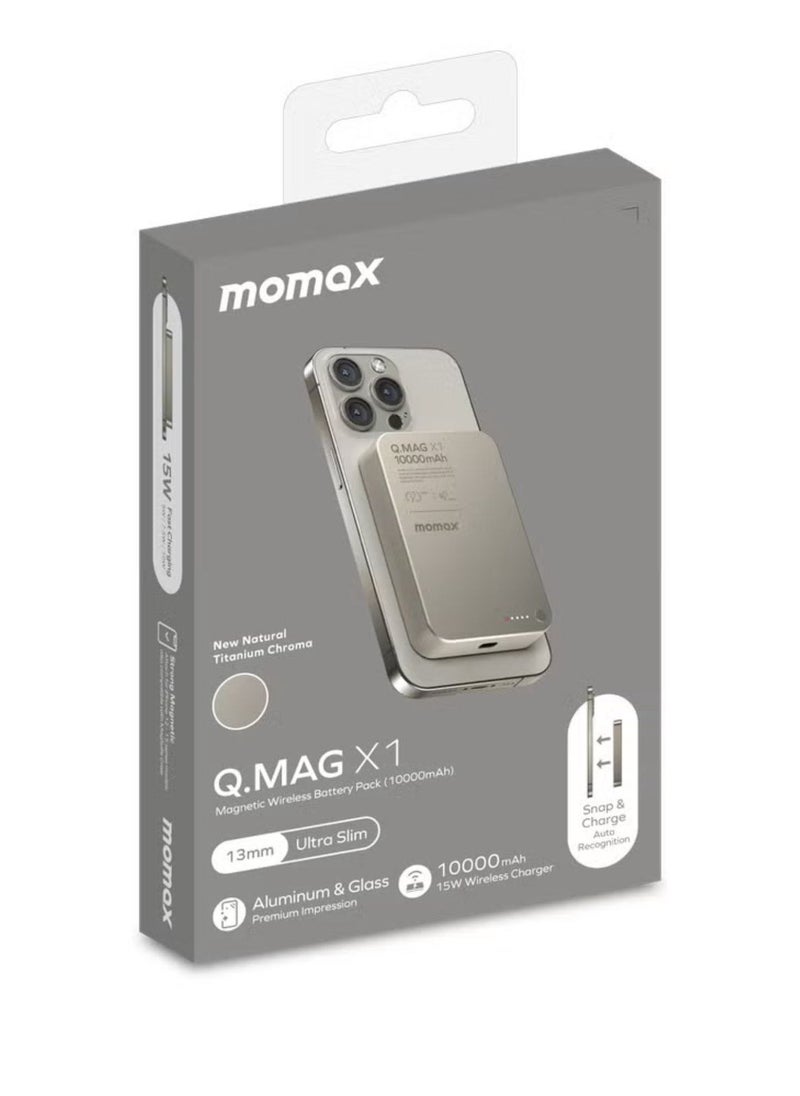 Momax - Q.MAG X1 10,000mAh Wireless Magnetic Power Bank with USB-C 15W PD Output - Image 1