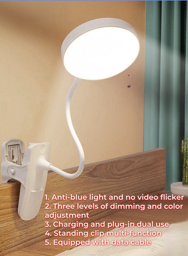 XiuWoo 3 Color Temperature Stepless Dimming Eye Protection Desk Lamp Clip Night Light Rechargeable Led Bedside Reading Lamp - Image 1