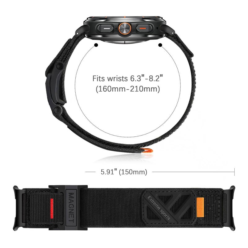 DGG سوار ساعة ذكية سوار نايلون حلقي متوافق مع Samsung Galaxy Watch 8 بملاءمة قابلة للتعديل وحزام بديل للاستخدام اليومي باللون برتقالي قابل للتعديل - Image 3