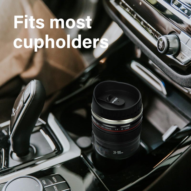 AMZHUB Camera Lens Coffee Mug,Travel Coffee Cup,Stainless Steel Lens Mug Thermos Camera Mugs with Lid and Spoon,Cool Gifts for Photographers Men and Women - Image 2