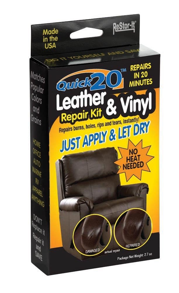 Master Manufacturing ReStorit Quick 20 Leather  VinyI Repair Kit 20 Minute Repar 7 Colors Repairs Burns Holes Rips Furniture Couchs Seats