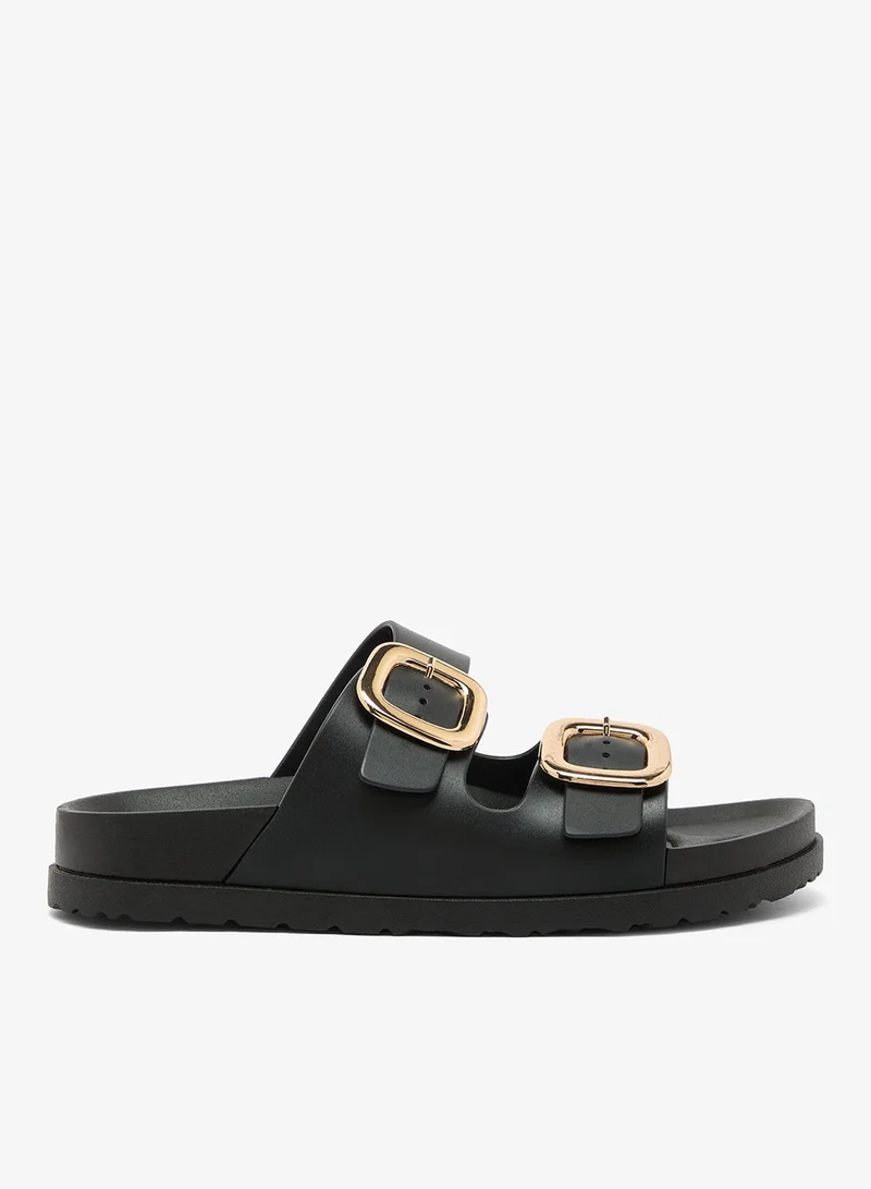 London Rebel Astra Buckle Detail Flat Sandals