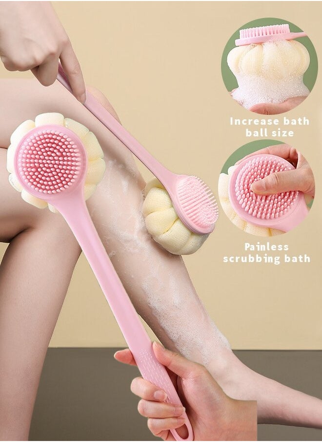 Healife Body scrubber, bath loofah, nylon soft bristles, silicone shower brush with soft bristles back cleaning washer  - Image 1