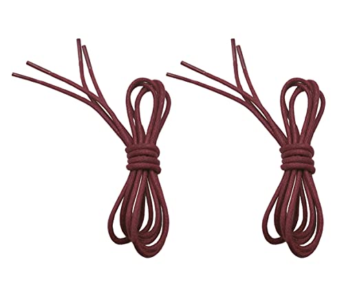 VSUDO Waxed Round 35" Burgundy Dress Shoe Laces for Men, 1/8" Thin Formal Business Oxford Shoe Strings, Dark Red Dress Shoelaces for Men (2 Pairs-Burgundy Red-090CM) - Image 1