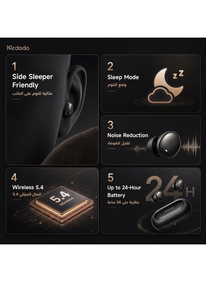 Mcdodo Goodnight Sleep Earbuds (Ultra Comfortable -3.5g Thin&Compact , 24H Lang Playtime) - Image 5