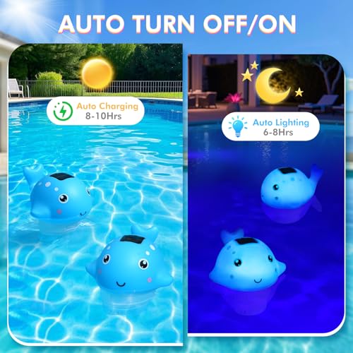 Blufree Pool Chlorine Floater, Solar Chlorine Tablet Floater w/Adjustable Release, Glow in The Dark Large Capacity Whale Floating Chlorines Dispenser for Pool Hot Tub Spa Fits 3 Inch Tabs - Image 4
