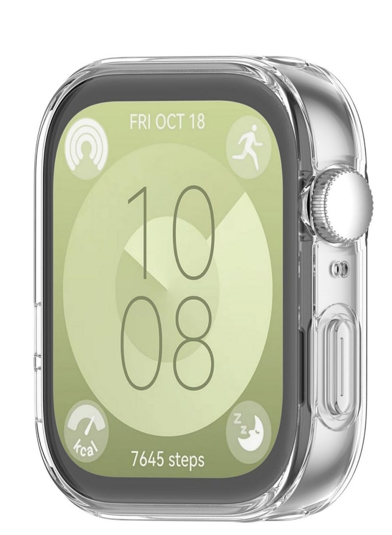 1PCS TPU Case for Huawei Watch Fit 3 Soft Plated Bumper Cover with All-Around Screen Protector Clear Shockproof Shell Accessories for Huawei Watch Fit 3 (Transparent) - Image 2