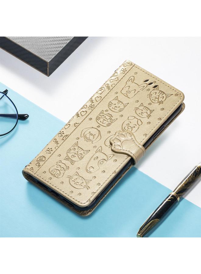 اس-توب جراب لهاتف Motorola Moto G 2025 مصنوع من الجلد المنقوش بنقشة قطة وكلب - Image 5