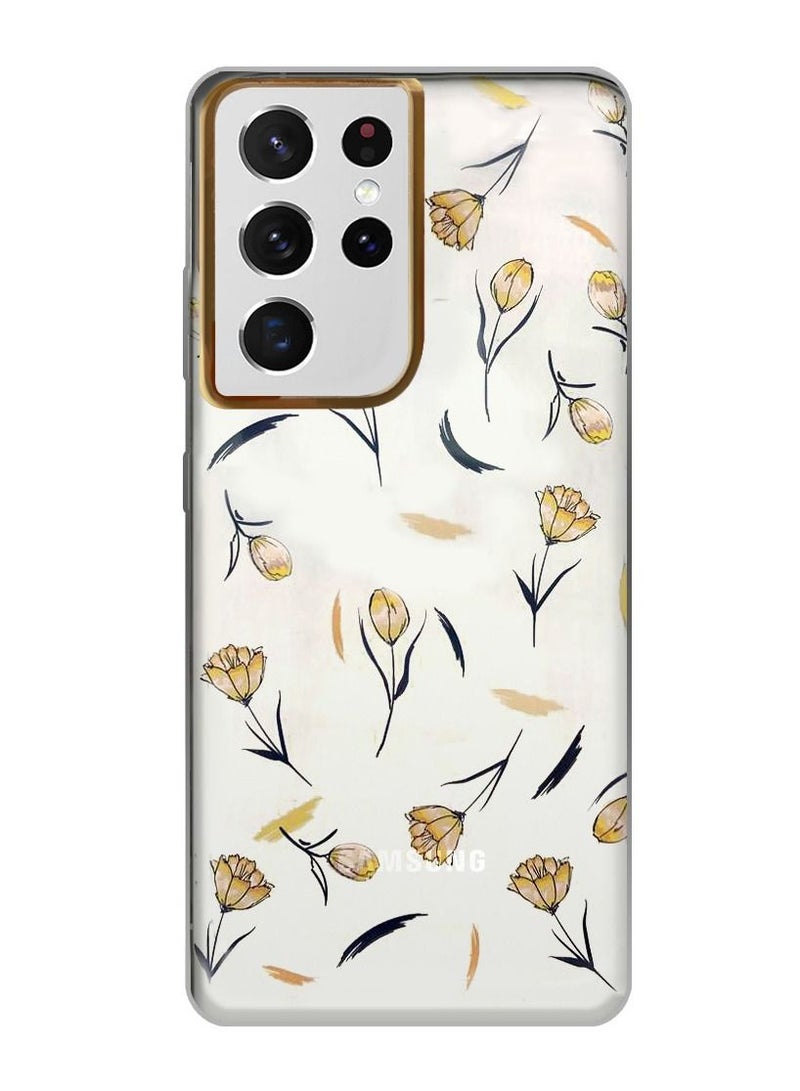 JOWAY Samsung Galaxy S21 Ultra Floral Clear Case Ultra Slim Shockproof Flower Print Transparent Cover Design 8 - Image 1