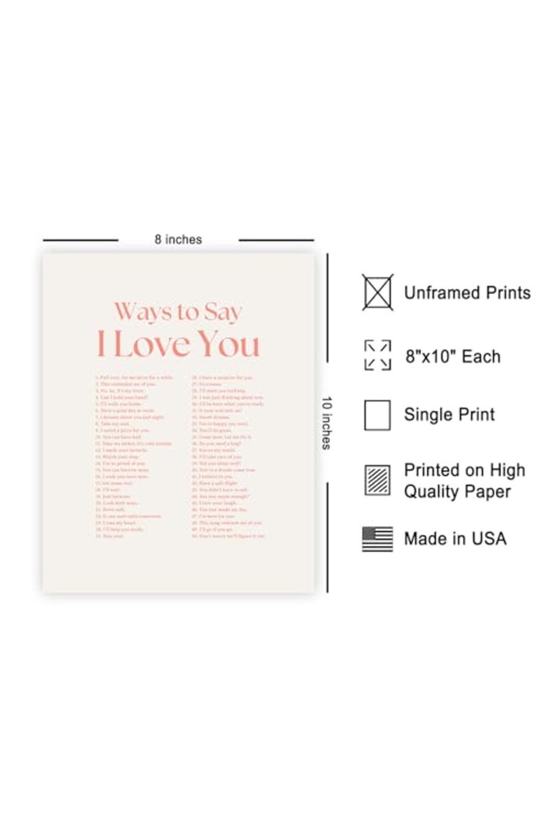 Poster Master Vintage Typography Poster - Retro Inspirational Print - Ways to Say I Love You, Valentine’s Day, Romantic, Quote - 8x10 UNFRAMED Wall Art - Gift for Couple, Friend - Wall Decor for Home - Image 2