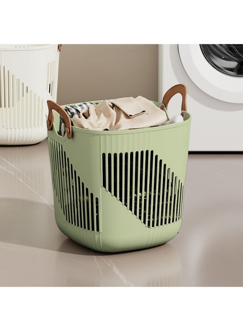 سلة غسيل بلاستيكية، حاملة ملابس متينة ومهوّاة لتخزين غرفة النوم، 39 × 39 × 38 سم، أخضر