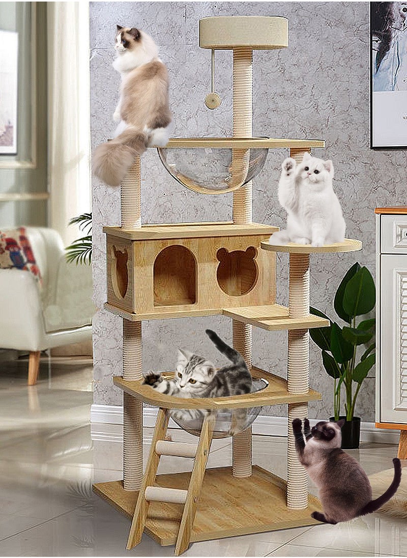 Kidle - Cat Tree Cat Climbing Frame Cat Nest Cat House Solid Wood Large Cat Jumping Platform Column Cat Villa - Image 1
