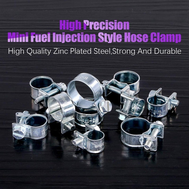 Swpeet 92Pcs 10 Sizes Zinc Plated Mini Fuel Injection Line Style Hose Clamp Assortment Kit Perfect for Automotive, Agriculture, Plant & Construction - Image 4