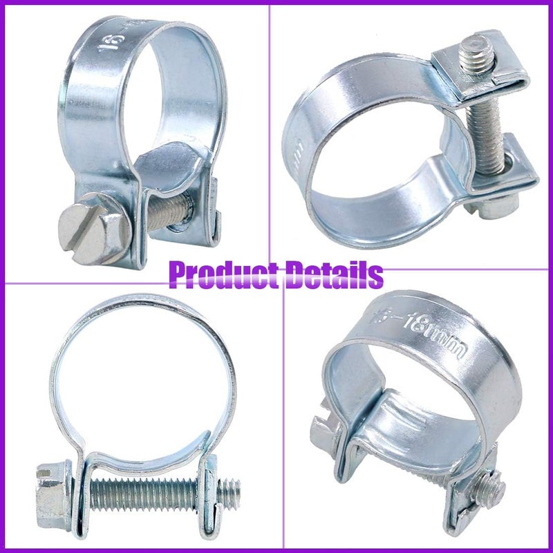 Swpeet 92Pcs 10 Sizes Zinc Plated Mini Fuel Injection Line Style Hose Clamp Assortment Kit Perfect for Automotive, Agriculture, Plant & Construction - Image 5