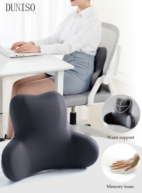 Lumbar Support Pillow for Office Car Back Support Pillow with Memory Foam Pad Back Cushion for Back Pain Relief Improve Posture Cushion
