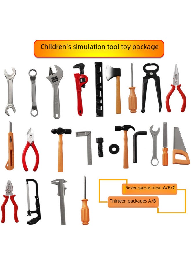 Children's Play House Simulation Multi-function Maintenance Tool Hacksaw 13-piece Set DIY Educational Toys Wholesale-Color:Pink  - Image 5